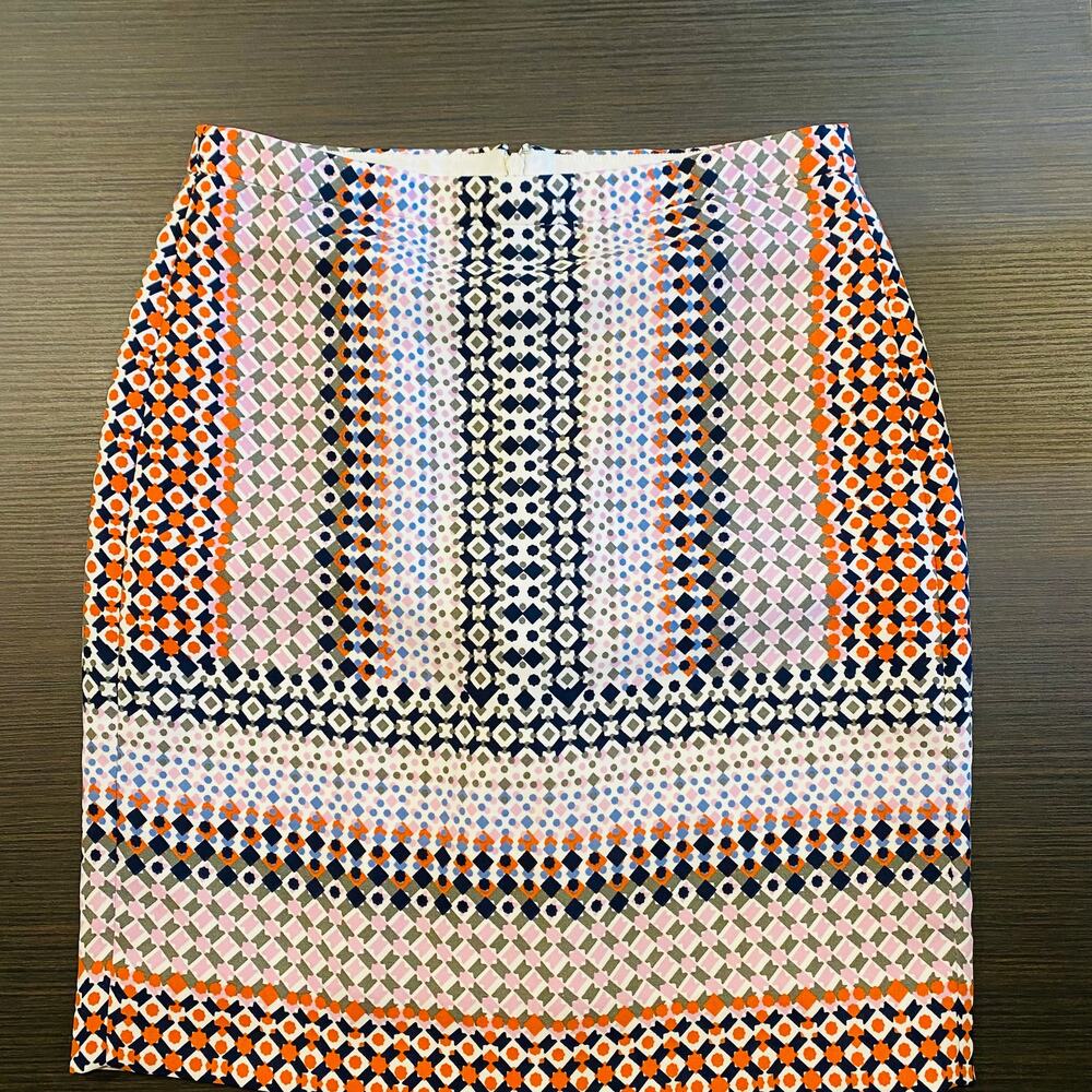 J.Crew 0P Multi-Color Geo Print Fully Lined Pencil‎ Skirt PRISTINE